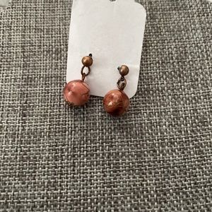 Brown marble ball earrings